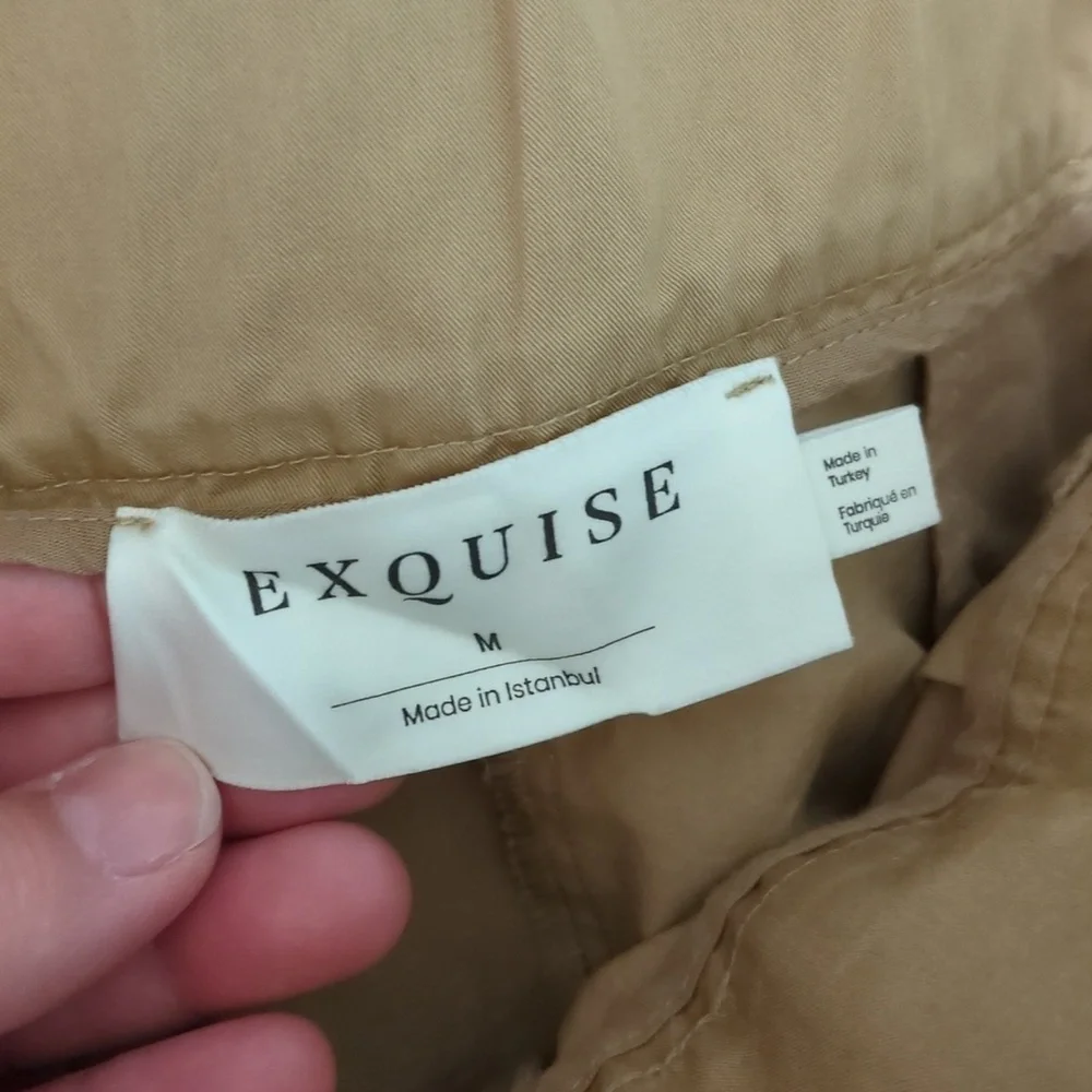 Anthropologie X Exquise Barell Leg Chino Tan High-Waisted Chic Trousers Sz M - Picture 11 of 12
